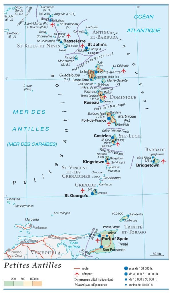Carte des Petites Antilles